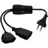 HuaLiSiJi Prolunga Europea con Interruttore 2.5A 250V Cavo di Prolunga Doppio Europeo Cavo di Prolunga Europeo Cavo Presa Tipo Europeo, per Piccoli Dispositivi Euro lettrodomestici (30cm Nero)