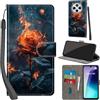 PHINIENLAND Cover per Xiaomi Poco M7 / Poco C75 Case PU Pelle Custodia [Kickstand] [Chiusura magnetica] [Slot per Schede], Portafoglio Flip Custodia per Xiaomi Redmi 14C / 14R / A3 Pro / A4,Farfalla dorata,Fiamma