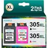 KEENKLE 305 XL 305XL cartucce compatibili con cartucce HP 305 per DeskJet 2700 2720 2710 DeskJet Plus 4120 4130 4110 4100 Envy 6000 6010 6020 6030 (confezione da 2)