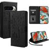 LSPCASA Protettiva Case Per Google Pixel 9 Pro XL 5G 6.8 Pollici Funzione Stand Cover Google 9 Pro XL Con Cinturino Da Polso Staccabile Cover Google 9 Pro XL Con Slot Per Schede Nero