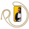 ZhinkArts Collana Porta Cellulare Compatibile con Apple iPhone X/XS - Display 5,8 - Custodia da Collo per Smartphone, Nastro - Cover con Cordoncino da Indossare - Beige/Giallo