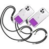 TBOC 2X Cordino Catenella Laccio Strap Porta Cover [Nero] con Toppa di Fissaggio [Viola] per Telefono Cellulare da Collo - Tracolla Catenina con Cordini Accessori Telefoni Universale Laccetti