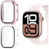 KUSINHOKA Cover per Apple Watch Series 11/10 42mm, [2 Pezzi] Custodia Protezione con Vetro Temperato, Schermo Protettiva Ultra Sottile HD Clear PC Rigida Cover per iWatch 11/10, Rosa + Trasparente