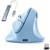 Wowssyo Mouse verticale ergonomico con display, 3 modalità [Bluetooth 5.3, 2.4G, cablato], mouse wireless ricaricabile, 800/1200/1600/2400/4800 DPI, PC/Mac - Blu