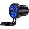 Thlevel Presa USB QC3.0 Caricatore Auto 45W PD Tipo C Caricabatteria Adattatore Impermeabile con LED Indicazione e Interruttore Touch per 12V 24V Moto Camper Camion Barche