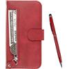 TOUCASA Cover per Huawei Y7 2019 / Enjoy 9,Flip Custodia [Magnetica Supporto] PU Pelle Portafoglio Unico Sottile Funzione TPU Antiurto Flip Cover a Libro Custodie Protettivo (Rosso)