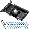 YBBOTT Scheda PCI Express (PCIe), Super Speed PCIE-4X a 20 Porte Scheda di espansione SATA 3.0, 6G Scheda PCIE SATAIII per Win7 / 8/10 / LINUX