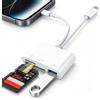 Luonanava Lettore Schede SD per iPhone, Adattatore Scheda SD USBC per SD/Micro SD/USB-A, SD Card Reader for iPhone, USB C Lightning Lettore di Schede Memoria per iPhone 17/16/15/iPad/MacBook/Android