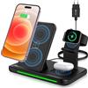 ZOVHYYA Caricabatterie Wireless 18W QC 3.0 15W Caricabatterie Induttivo Rapido 4 in 1 Con Adattatore per Auricolari 14/13/12/11/Pro/Xs/XR/E/6w/5 3/2/1/Pro