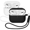 Mocarheri Custodia protettiva in silicone per AirPods Pro 3 (2025), custodia protettiva in silicone per AirPods Pro 3°, morbida pelle frontale, LED visibile, 2 pezzi (nero/bianco)