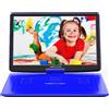 DBPOWER Lettore DVD portatile 18 pollici schermo girevole HD 15,6 pollici, batteria ricaricabile 6 ore, USB/SD Card/Sync TV, formati multipli, altoparlante