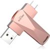 ABLAZE Chiavetta USB C da 64 GB, doppia USB 3.0+tipo C, compatibile con iPhone 16/15, smartphone Android, computer, tablet, Mac, laptop (oro rosa)