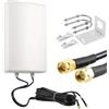 UniteCom Antenna direzionale a pannello 4G e 5G ad alto guadagno, polarizzata incrociata con cavi da 5 metri. LTE MiMo Palo/Montabile a Parete Dual Input Broadband Mobile Internet Antenna impermeabile