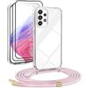 DiDaDi [5 in 1 Cover per Samsung Galaxy A53 con Cordino, Silicone Custodia con Laccio Collana Tracolla, Antiurto Ultra-Sottile Protettiva Cellulare Case per Samsung Galaxy A53, Oro Rosa