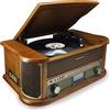 Soundmaster NR566BR Stereo vintage DAB+/FM radio digitale con giradischi incluso sistema di riproduzione magnetica Audio Technica, CD/MP3, USB, cassette, Bluetooth ed encoder