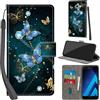 PHINIENLAND Cover per Samsung Galaxy A5 2017 custodia portafoglio Farfalla | 3 scomparti carte, 1 tasca banconote, Chiusura magnetica, Supporto, Pelle PU flip cover per Samsung A5 2017