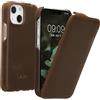 kalibri Custodia a Flip Ultra Slim Custodia compatibile con Apple iPhone 13 mini - Pelle Custodia protettiva Case in marrone