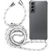 MyGadget Cover per Samsung Galaxy S21 - Custodia con Corda - Case con Cordino Opaca Antiurto con Laccio | Tracolla - Practical Stylish - Bianco Camouflage