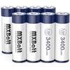 MXBatt AA Lithium Batterie Ricaricabili 1.5V 3400mWh ad Alta Capacità, Pile Ricaricabili AA al Litio 8 Pezzi