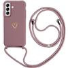 Anfire Cover per Samsung Galaxy A25 5G con Cordino, MoEvn Custodia con Laccio Collana Regolabile Morbida TPU Silicone Case con Motivo Cuore AntiGraffio Antiurto Protettiva Cover per Samsung A25 5G, Rosa
