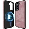 COODIO Custodia in Pelle per Samsung Galaxy S21 Fe 6,4 Pollici, Cover Magnetica Compatibile con MagSafe/Caricatore Wireless, Custodia Sottile e Creativa, Rosa