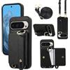 XMTON Custodia per Google Pixel 9 Pro XL Crossbody con portafoglio [slot per schede] [cavalletto ad anello] Custodia in pelle di Alta Qualità Cover a tracolla per Google Pixel 9 Pro XL, Nero