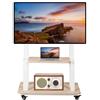Maiproo Supporto TV da pavimento da 32-75 Pollici, porta TV da terra mobile Compatibile don TV Piatti E Curvi Led/Lcd/Oled. Altezza Regolabile, con Base In Legno e Capacità di Carico Fino a 45 Kg. Bianco