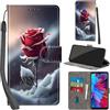 Haninsuze Cover per Xiaomi Redmi Note 7 Custodia Cover Pelle Libro Portafoglio con Porta Carte Magnetica Protezione Antiurto Cuoio Flip Case Custodia Cover per Redmi Note 7, Rose