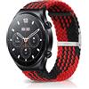 MiRowy 22mm Nylon Cinturino per iaomi Watch S5 46mm/S4/S4 Sport/S3/S1 Pro/2/2 Pro/S1/S1 Active, Intrecciato Cinturino per Redmi Watch 5 Active/5 Lite - Rosso/Nero