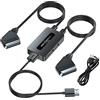 Kirolle Convertitore 2 x Scart a HDMI con Interruttore di Rapporto 4: 3/16: 9, Dual Scart a HDMI per Dispositivi più Vecchi da Visualizzare su HDTV