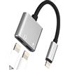 HOYULLI Adattatore per cuffie Lightning (2 in 1) per iPad Charge Audio Jack Splitter per iPhone 14 13 Pro Max Ricarica Headphone Cavo Convertitore per Apple MFi Certified Accessori Auto Illuminazione Doppia