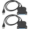 OTOTEC Cavo adattatore parallelo per stampante DB25 da USB a 25 pin, 80 cm, per stampante e computer, 2 pezzi, nero