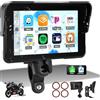 SIXTOP CarPlay Moto con CarPlay e Android Auto Wireless, Portatile GPS Navigatore Moto, 5 Pollici Schermo Touch con Impermeabile IP68, Bluetooth e Siri