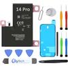 OnlyTech - Batteria di Ricambio per iPhone 14 Pro - 3200mAh - Kit 12 Strumenti Professionali e Adesivo per Schermo Inclusi