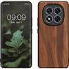 kwmobile Custodia Compatibile con Xiaomi Redmi Note 14 PRO+ 5G / Redmi Note 14 PRO Plus 5G Cover - Protezione in Legno per Smartphone - Back Case con Bumper in Silicone TPU - Marrone Vintage/Marrone
