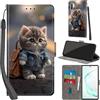 Haninsuze Cover per Samsung Galaxy Note 10 Plus Custodia Cover Pelle Libro Portafoglio con Porta Carte Magnetica Protezione Antiurto Cuoio Flip Case Custodia Cover per Samsung Note 10 Plus, Gatto