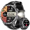 Miecgth Smartwatch Uomo, 1,7'' Militari Orologio smart watch uomo Torcia 100 Giorno Standby Chiamate Bluetooth 120+ Modalità Sportive SpO2 Cardiofrequenzimetro Sonno IP68 Android iOS (Pelle Nera)
