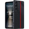 GIOPUEY Cover Compatibile con Sony Xperia 1 VII, Pelle PU + PC Rigido Custodia, Speciale Struttura in Pelle Case，Anti-Impronta, AntiGraffio - Black/Red