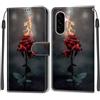 KENHONER Cover Compatibile con Samsung Galaxy A56, Resistente Pelle PU Flip Libro Custodia [Protezione Completa] [Slot per Scheda] [Funzione di Supporto], fiamma rosa