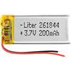 Liter energy battery Batteria 261844 LiPo 3.7V 200mAh 0.74Wh 1S 5C Liter Energy Battery per l'elettronica Ricaricabile Telefono Portatile Smartwatch Orologio GPS - Non adatto per Radiocomando 46x18x3mm (200mAh|261844)