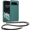 kwmobile Custodia Compatibile con Google Pixel 9 Pro XL Cover - Back Case in Silicone TPU - Protezione Smartphone con Cordino - petrolio