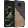 kwmobile Cover Compatibile con Xiaomi Redmi Note 9S / 9 Pro / 9 Pro Max - Custodia in Fibra di Carbonio e Legno - Bumper Anti Urto - Back Protection marrone scuro