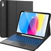 Earto Custodia per tastiera per iPad 11 a generazione 11 (A16 2025)/10° generazione 10.9 (2022), tastiera AZERTY con touchpad, retroilluminazione 7 colori con, supporto per Apple Pencil, nero