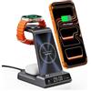Phelinta Stazione di ricarica per Apple, caricatore wireless 3 in 1 con orologio per iPhone 16/15/14/13/12/11/SE/XR/XS/X, supporto di ricarica per Apple Watch Ultra/9/8/7/6, AirPods Pro/4/3 (Grigio)