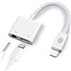Jecdfs adattatore lightning jack cuffie, Adattatore per Cuffie 2 in 1 Lightning a 3,5 mm Jack Audio e Caricabatterie per Smartphone Compatibili, Splitter Audio per Cuffie e Carica Simultanea