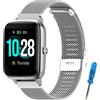 SenMore Cinturino in Acciaio Inossidabile, 19 mm, Compatibile con ID205/205L/ID215G, Design Milanese, Resistente all'Acqua, 225 mm