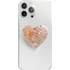 AOWVUTS Porta Cellulare da Dito Supporto di Alta Qualità con Cuore in Paillettes Telefono Supporto Base e Impugnatura Estensibili Supporti Accessori per Smartphone e Tablet (Arancione)