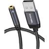 DuKabel Scheda audio esterna USB da 0,2 m USB a jack da 3,5 mm, compatibile con PC, PS4, PS5, laptop, altoparlanti, cuffie (CTIA Standard) e microfono a 4 poli