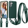 Jrkvniv Cordino Cover Compatible con Samsung Galaxy A16 5G Case, Verde | Necklace Cover Corda Custodia Collana Case Anti Graffio Antiurto Cellulare Bumper Silicone Liquido Shell Tracolla