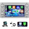 NHOPEEW 4+64G Autoradio per Ford Transit Fiesta Focus Galaxy Mondeo Fusion per Kuga C-Max S-Max Connect con Carplay&Android Auto - 7 pollici Radio Supporto WiFi GPS SWC + Backup Camera&Mic